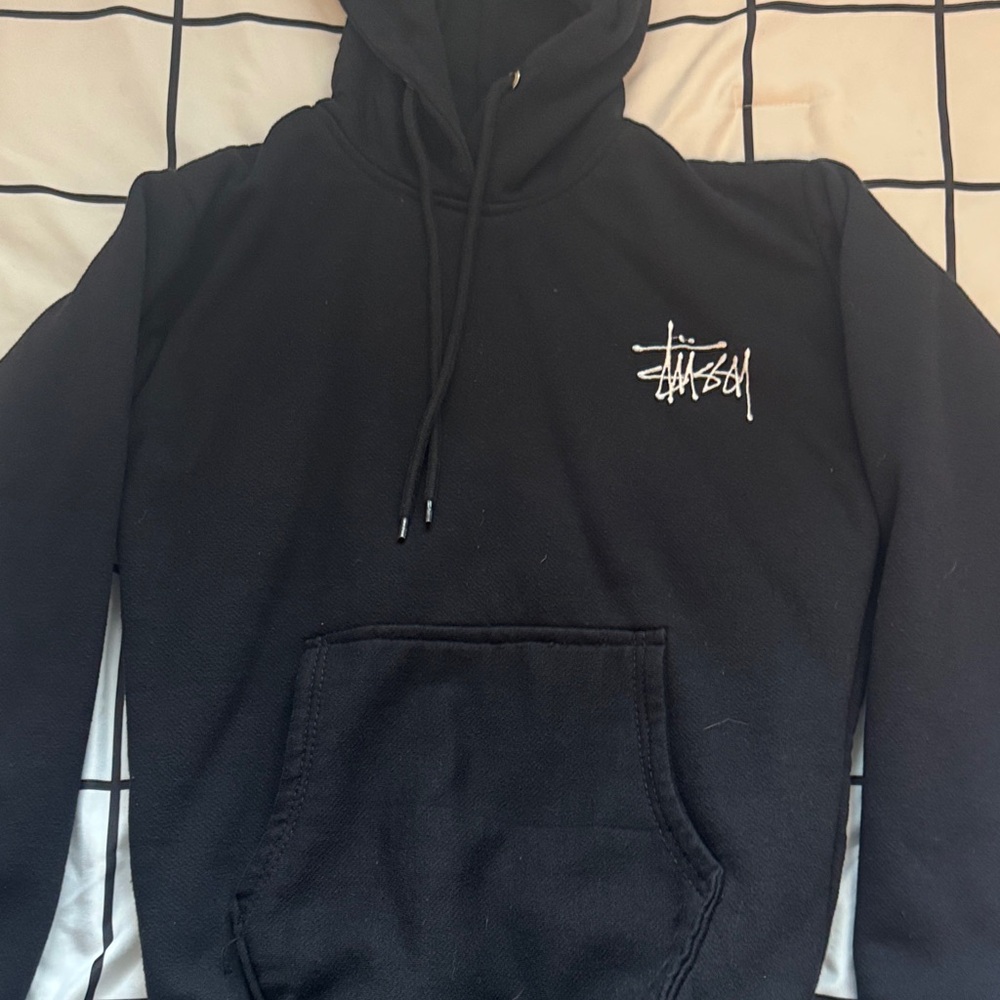 Stussy Black Hoodie with White Logo